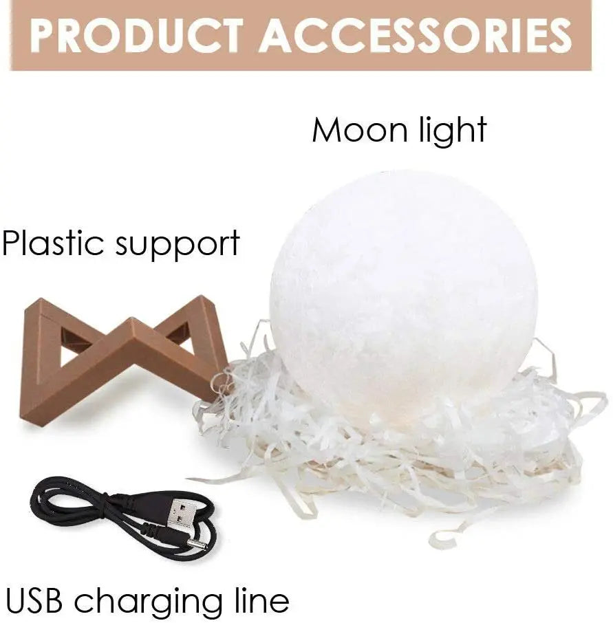 3D Magical Moon Lamp USB LED Night Light Moonlight Touch Sensor 20cm Diameter pattanaustralia